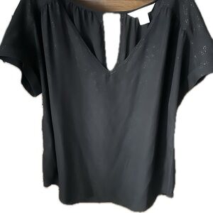 Tommy Bahama Black Cut Out Short Sleeve Blouse